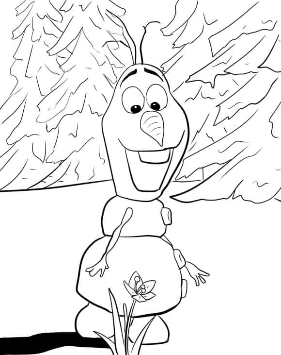 Olaf et Fleur coloring page