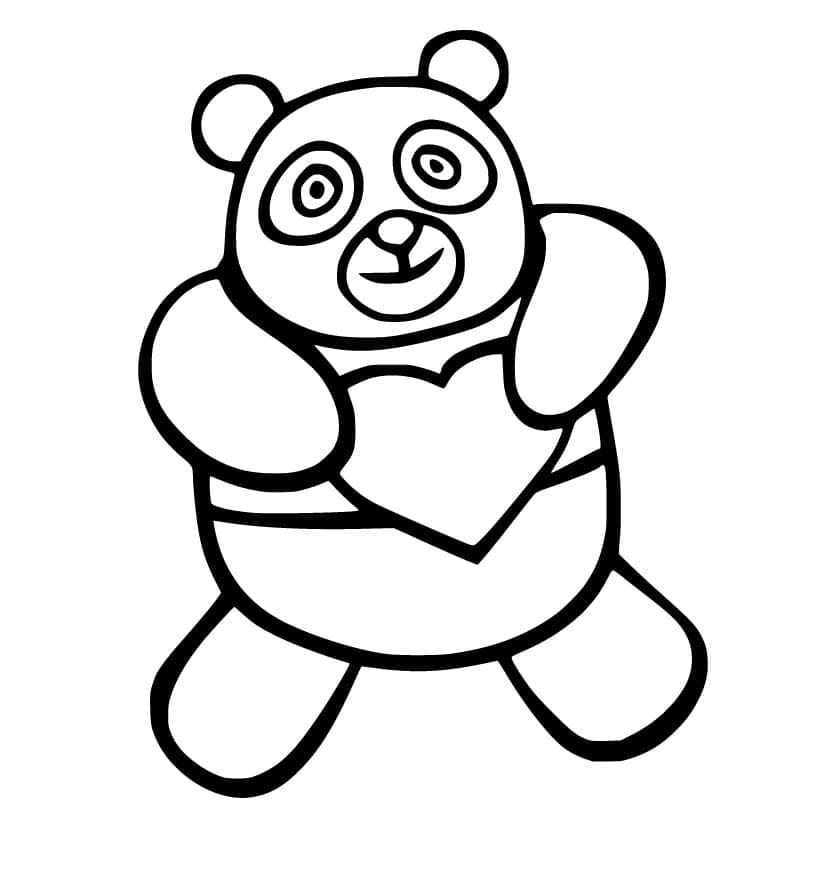 Panda avec Coeur coloring page
