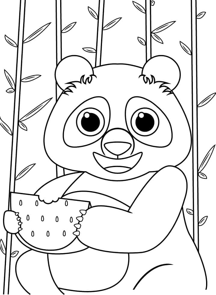 Panda Heureux coloring page