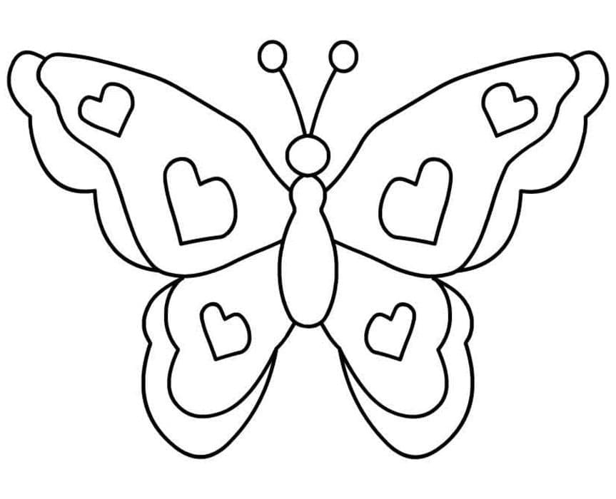 Coloriage Papillon avec Des Coeurs