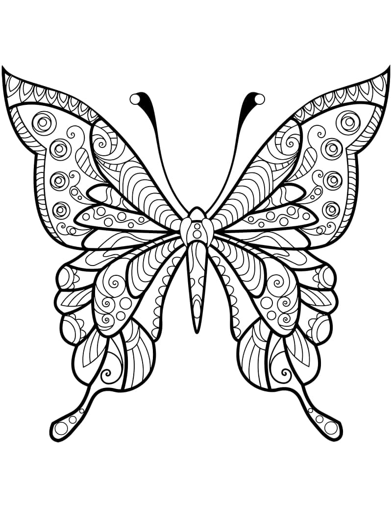 Papillon Zentangle Pour Les Enfants coloring page