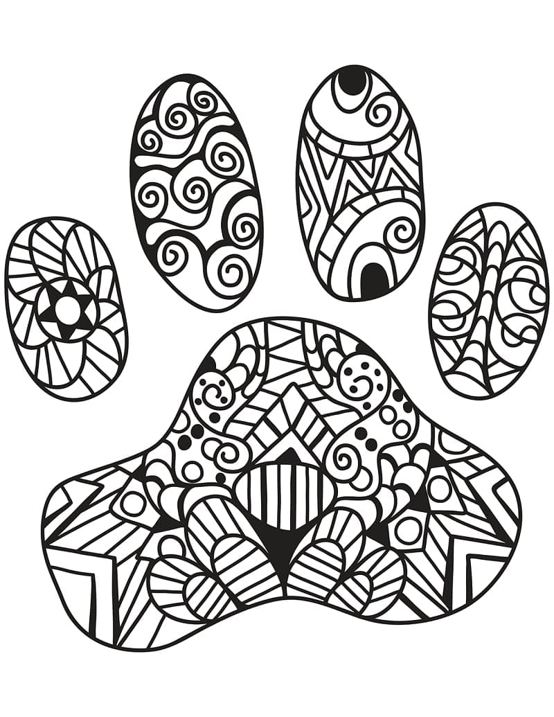 Patte Chat Zentangle Pour Les Enfants coloring page