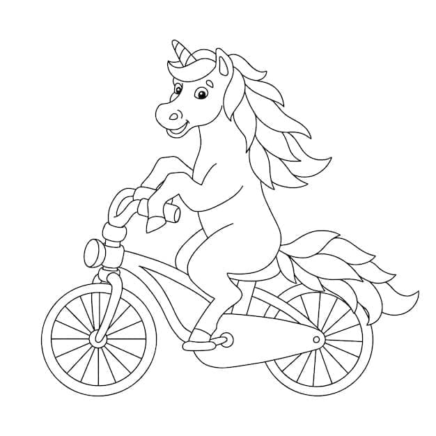 Peinture De La Licorne Fait Du Vélo coloring page