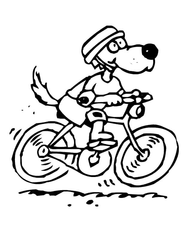 Peinture De Le Chien Fait Du Vélo coloring page