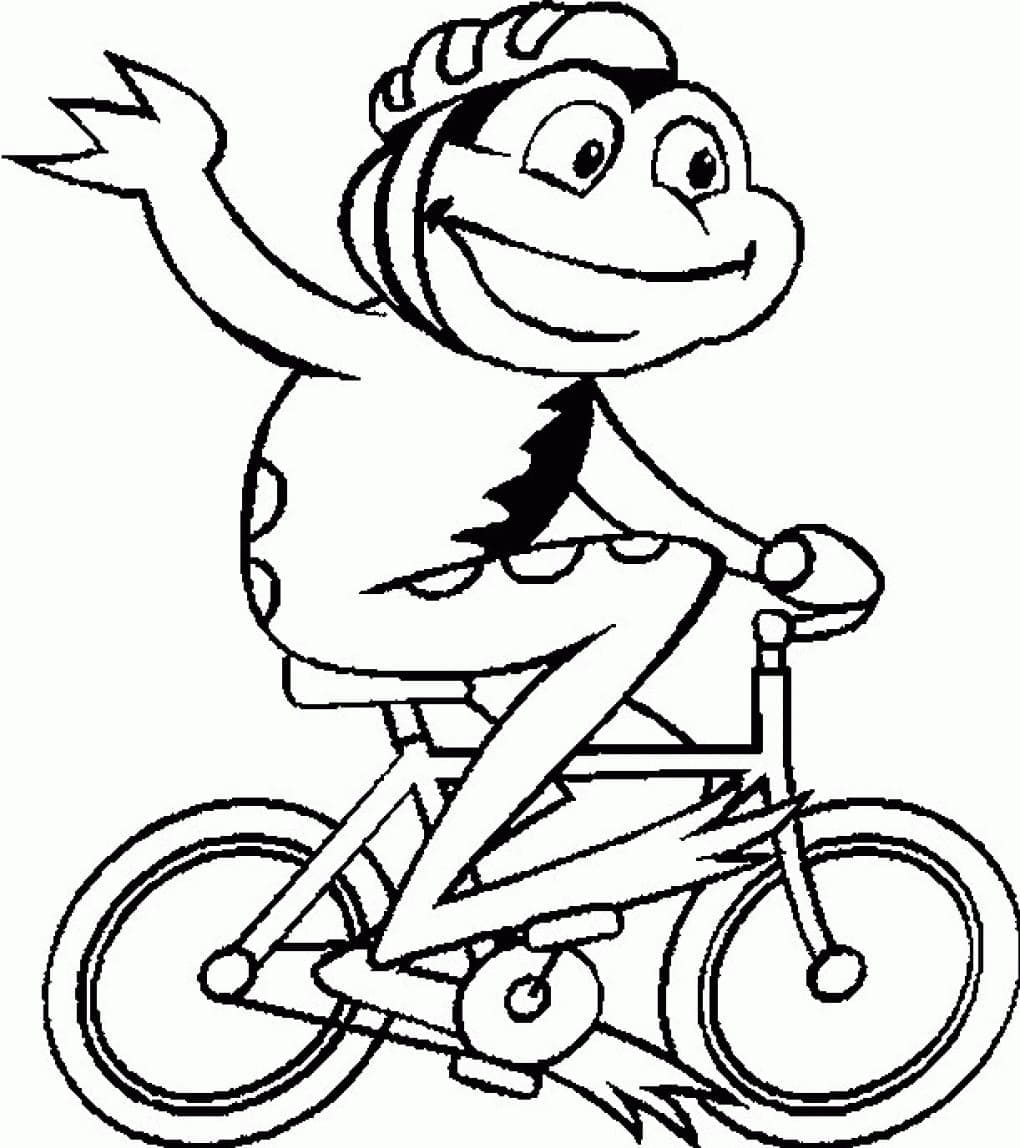 Peinture De Le Grenouille Fait Du Vélo coloring page