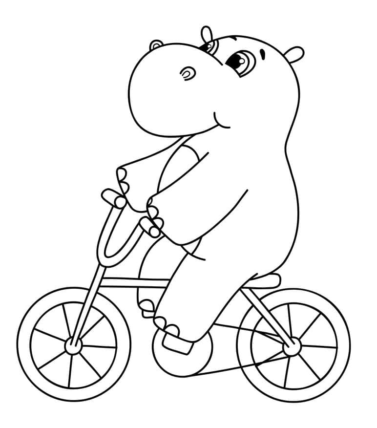 Peinture De L’hippopotame Fait Du Vélo coloring page