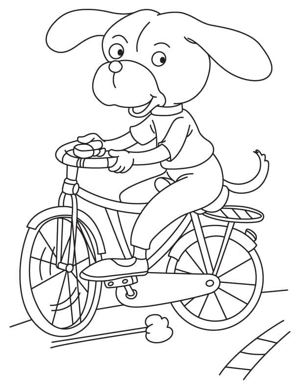 Peinture De Un Chien Fait Du Vélo coloring page