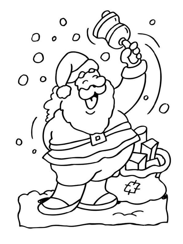 Coloriage Père Noël avec Cloche