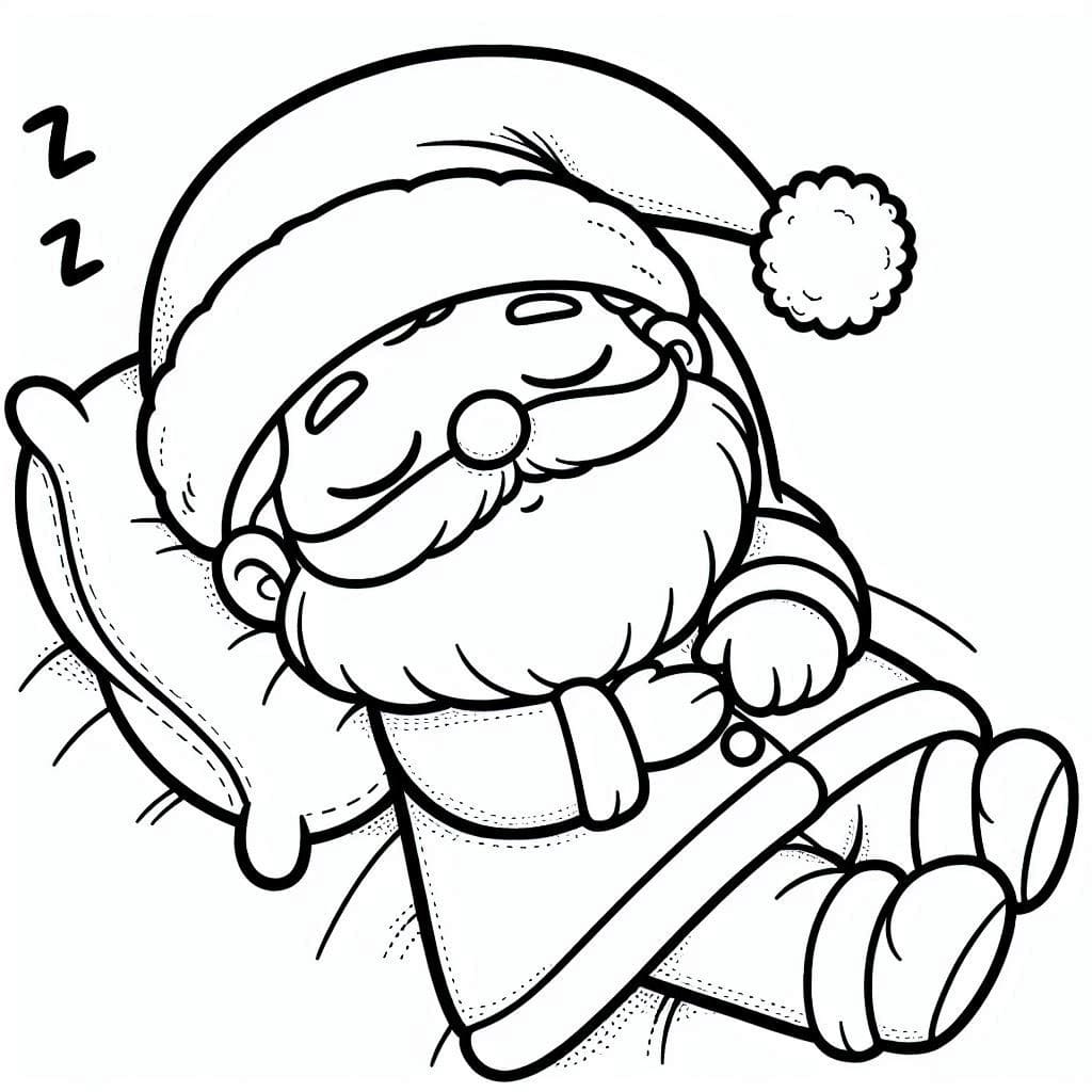 Coloriage Père Noël Endormi