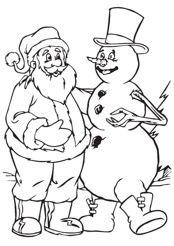 Coloriage Père Noël et Frosty