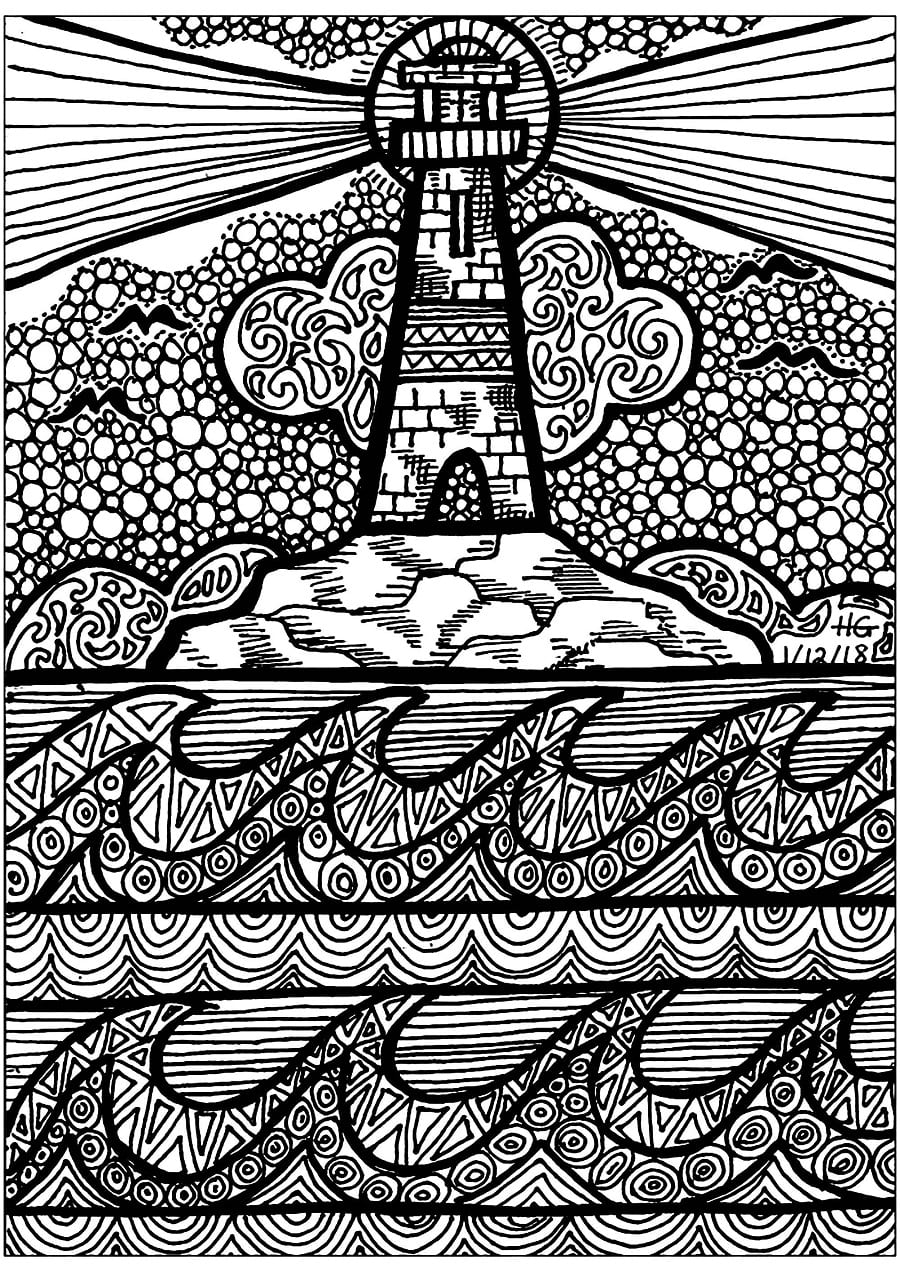 Phare Zentangle coloring page
