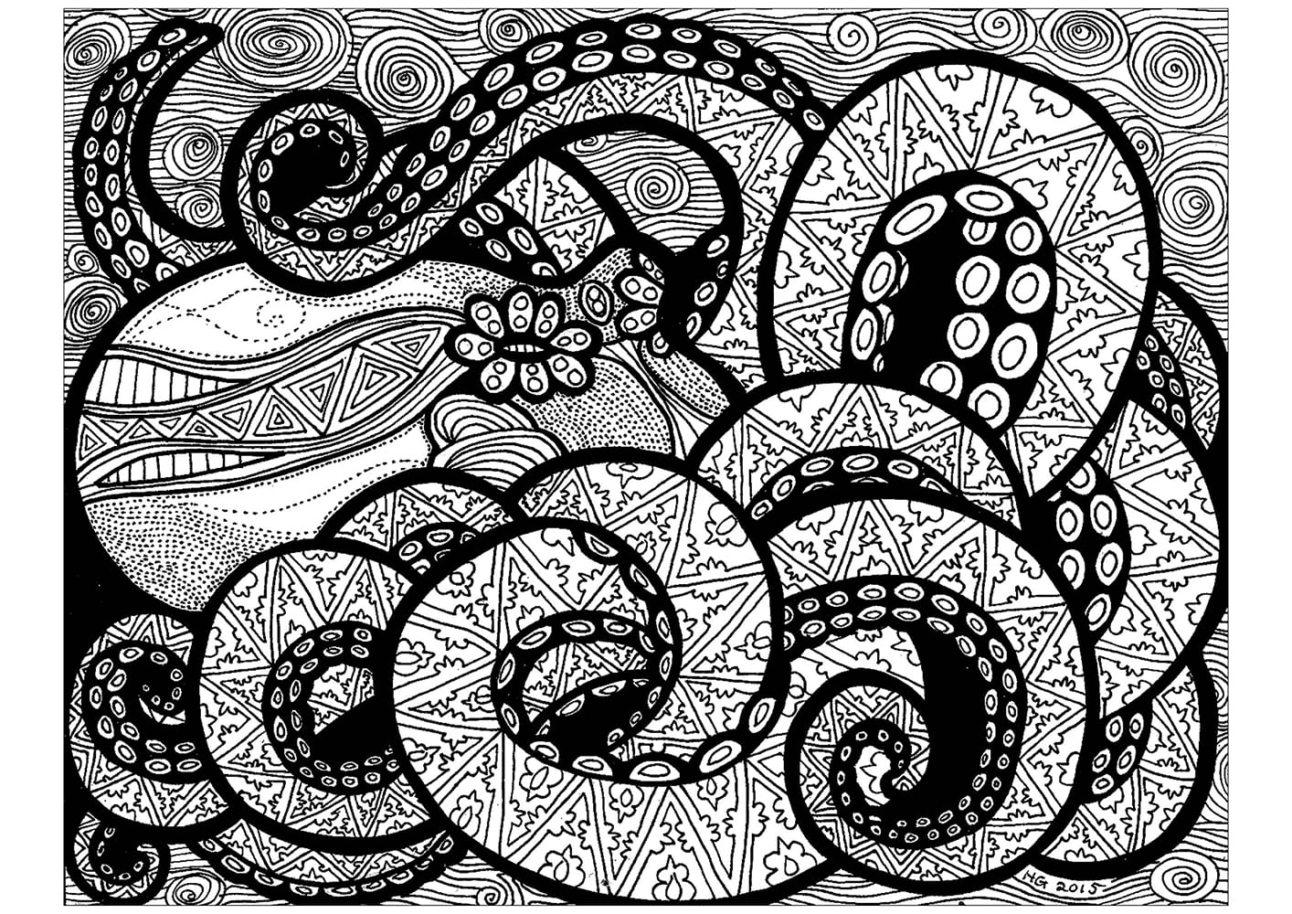 Poulpe Zentangle coloring page