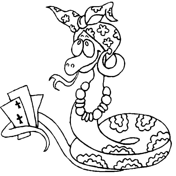 Serpent Avec Des Cartes Pour Les Enfants coloring page