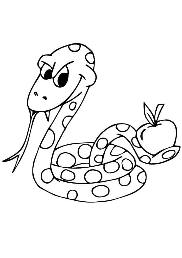 Coloriage Serpent avec Une Pomme