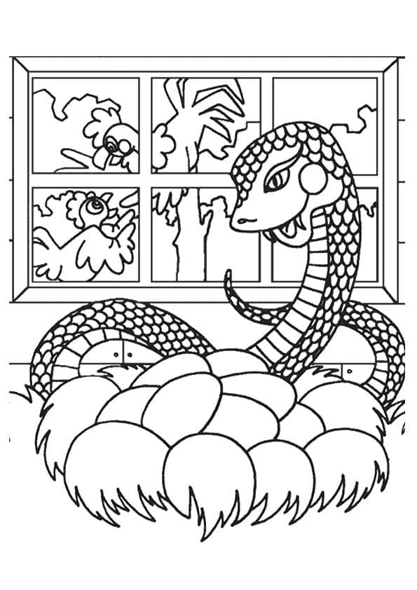 Serpent et Oeufs coloring page