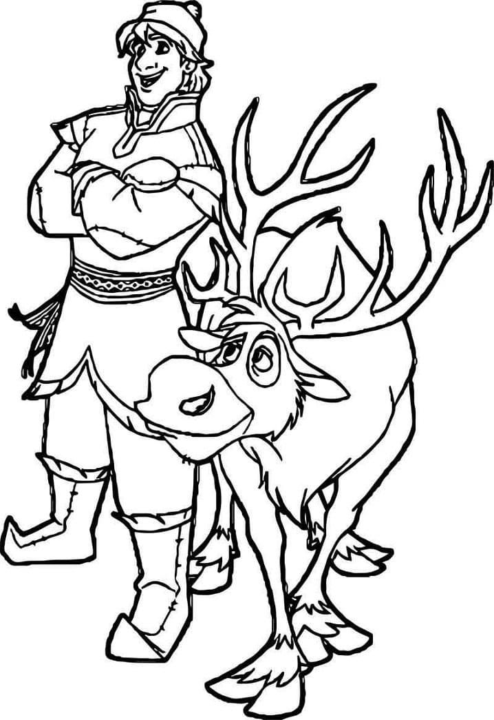 Sven avec Kristoff coloring page
