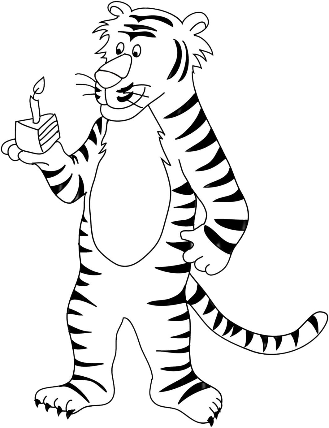 Tigre avec un Gâteau coloring page