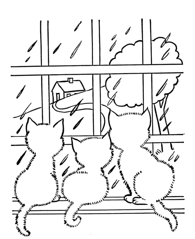 Trois Chatons coloring page