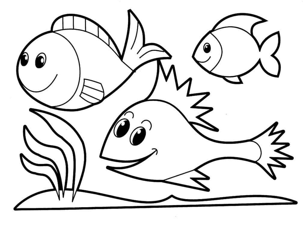 Trois Poissons coloring page