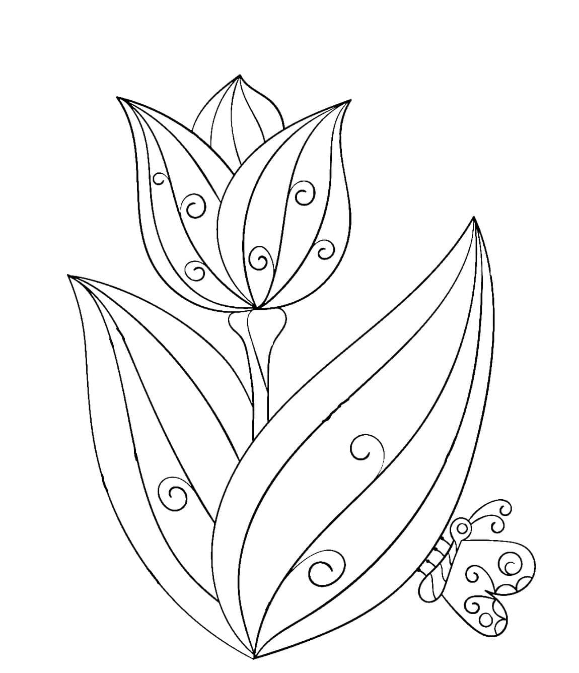 Tulipe et un Papillon coloring page