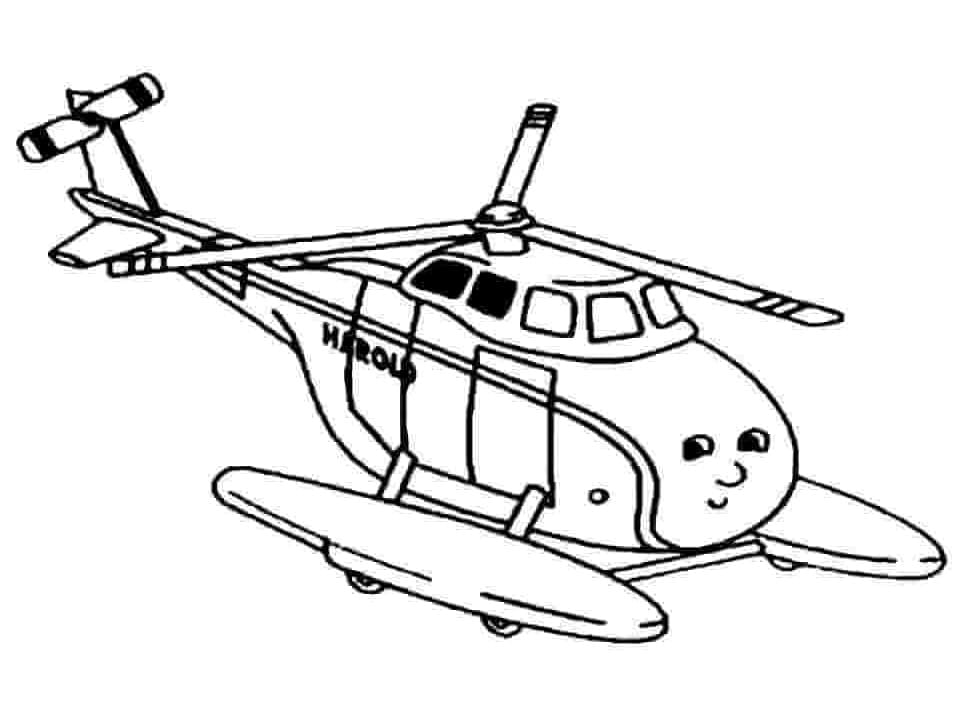 Coloriage Un Hélicoptère de Dessin Animé