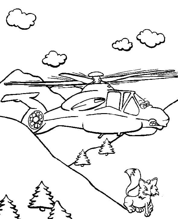 Coloriage Un Hélicoptère Volant