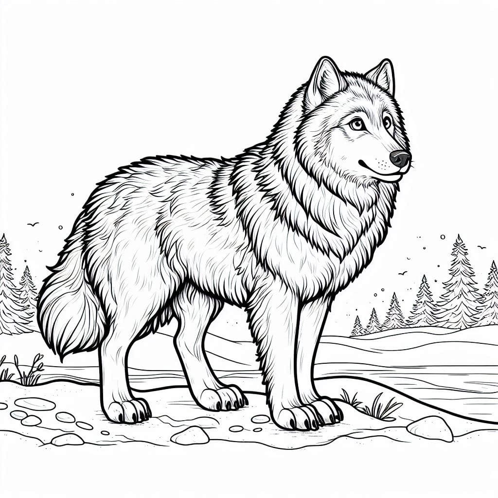 Coloriage Un Loup Réaliste