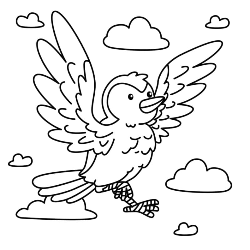 Un oiseau dans le ciel coloring page