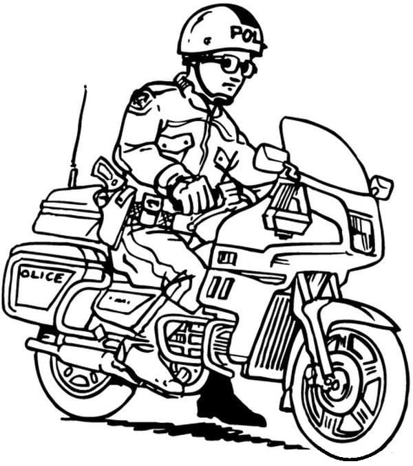 Coloriage Un Policier à Moto
