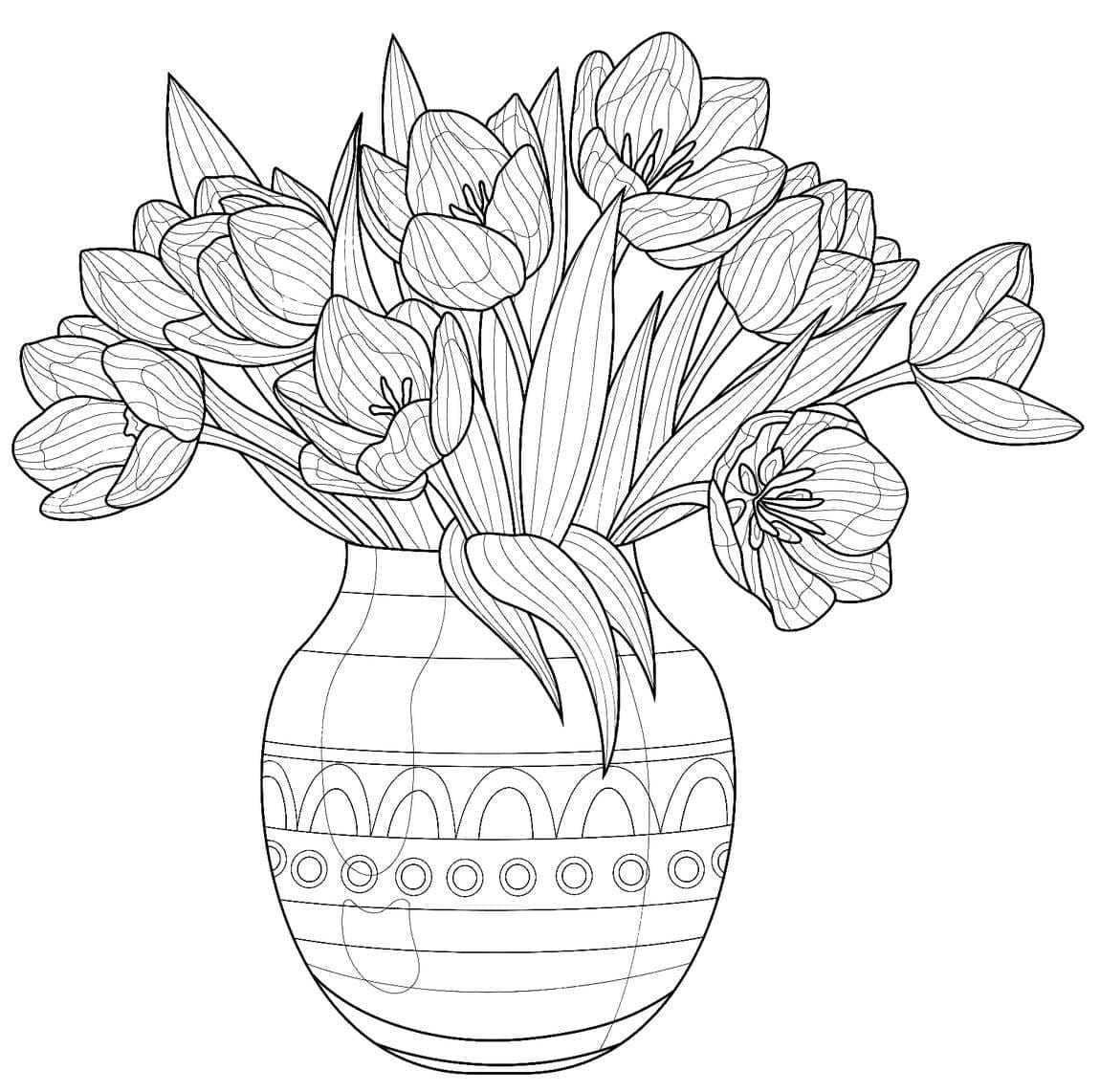 Coloriage Vase de Tulipes