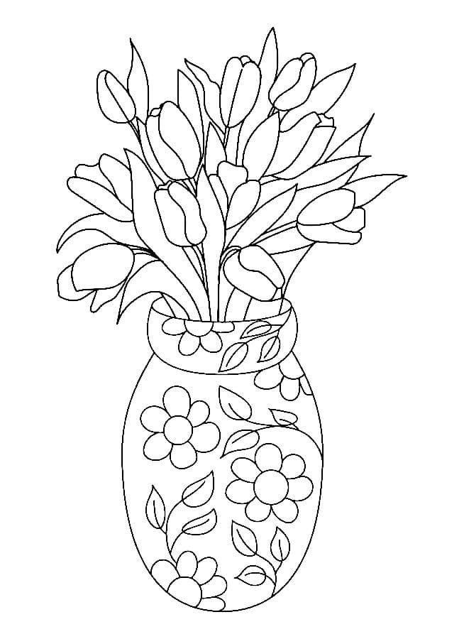 Coloriage Vase de Tulipes