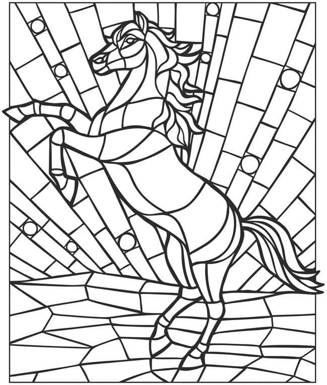 Vitrail Cheval coloring page