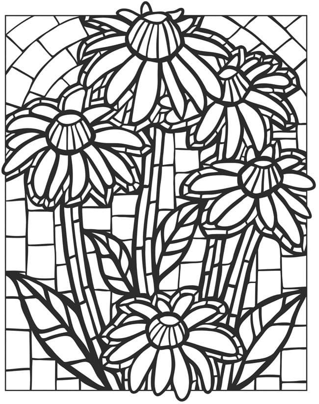 Vitrail Marguerites coloring page