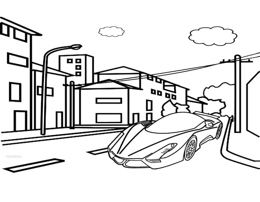 Voiture Bugatti Dans la Ville coloring page