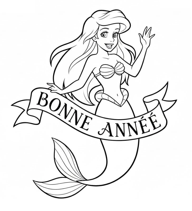 Ariel Bonne Année coloring page