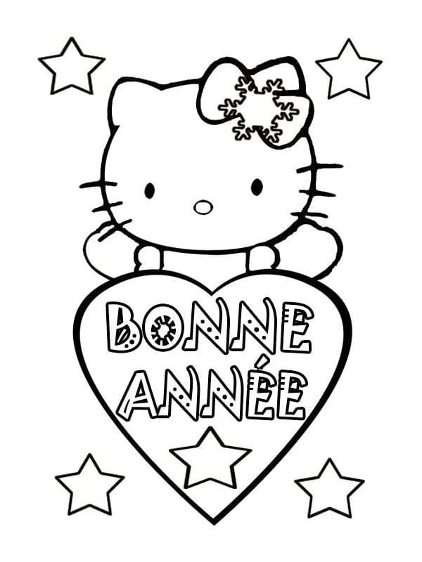 Bonne Année avec Hello Kitty coloring page