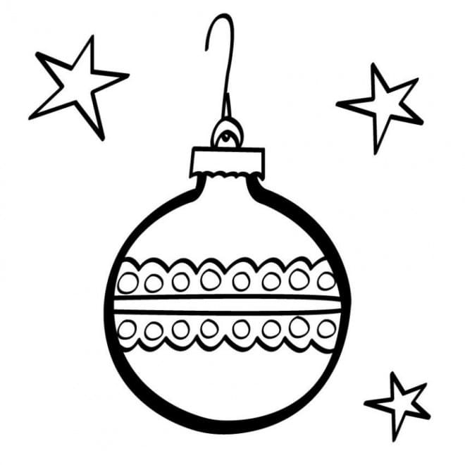 Coloriage Boule de Noël avec des étoiles