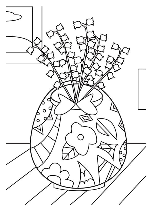 Brins de Muguet Pour le 1er Mai Dans un Vase coloring page