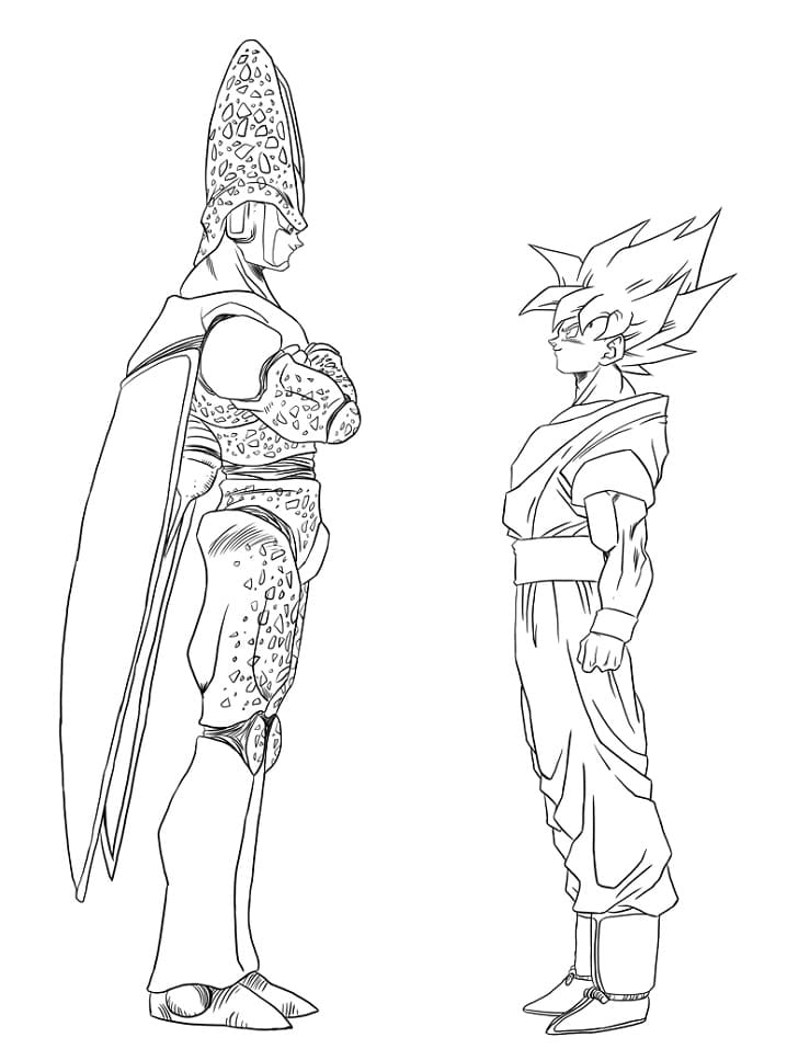 Coloriage Cell et Son Goku