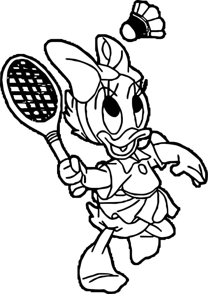 Coloriage Daisy Duck Joue au Badminton