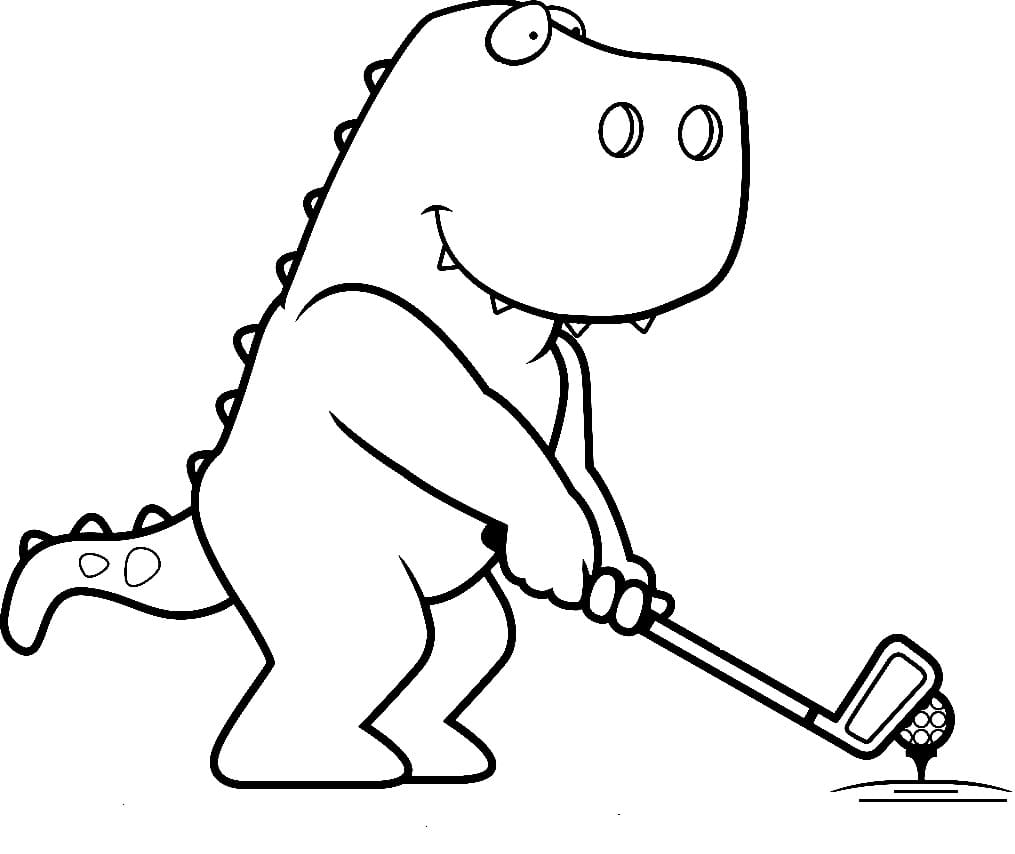 Dinosaure Joue au Golf coloring page
