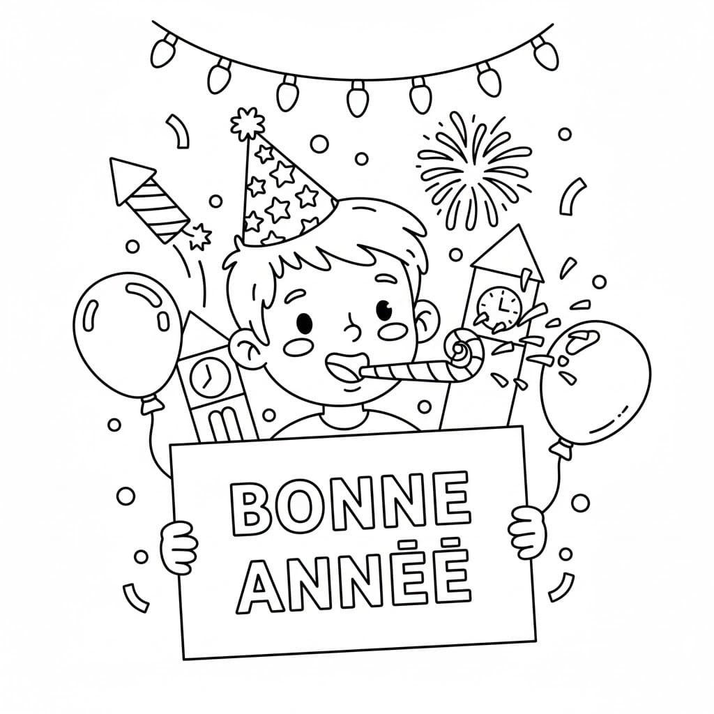 Garçon Bonne Année coloring page