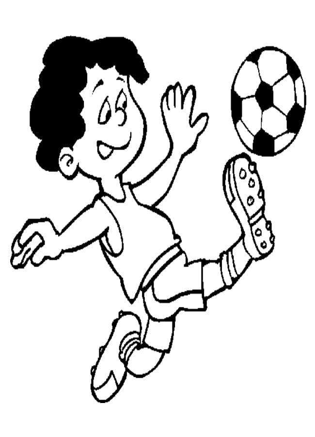 Garçon Joue au Football coloring page