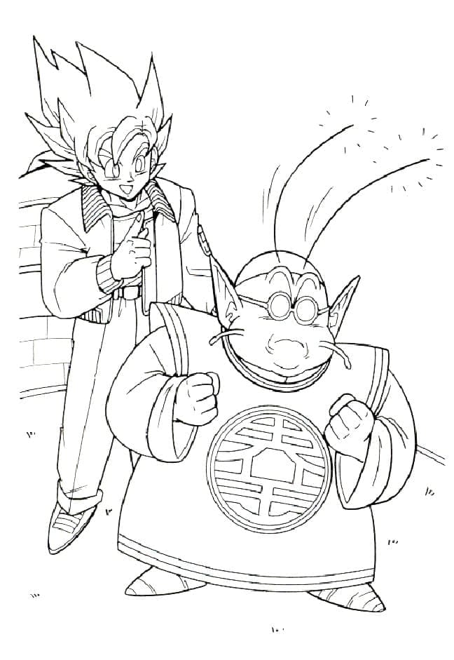 Coloriage Goku et Kaiô du Nord Dragon Ball Z
