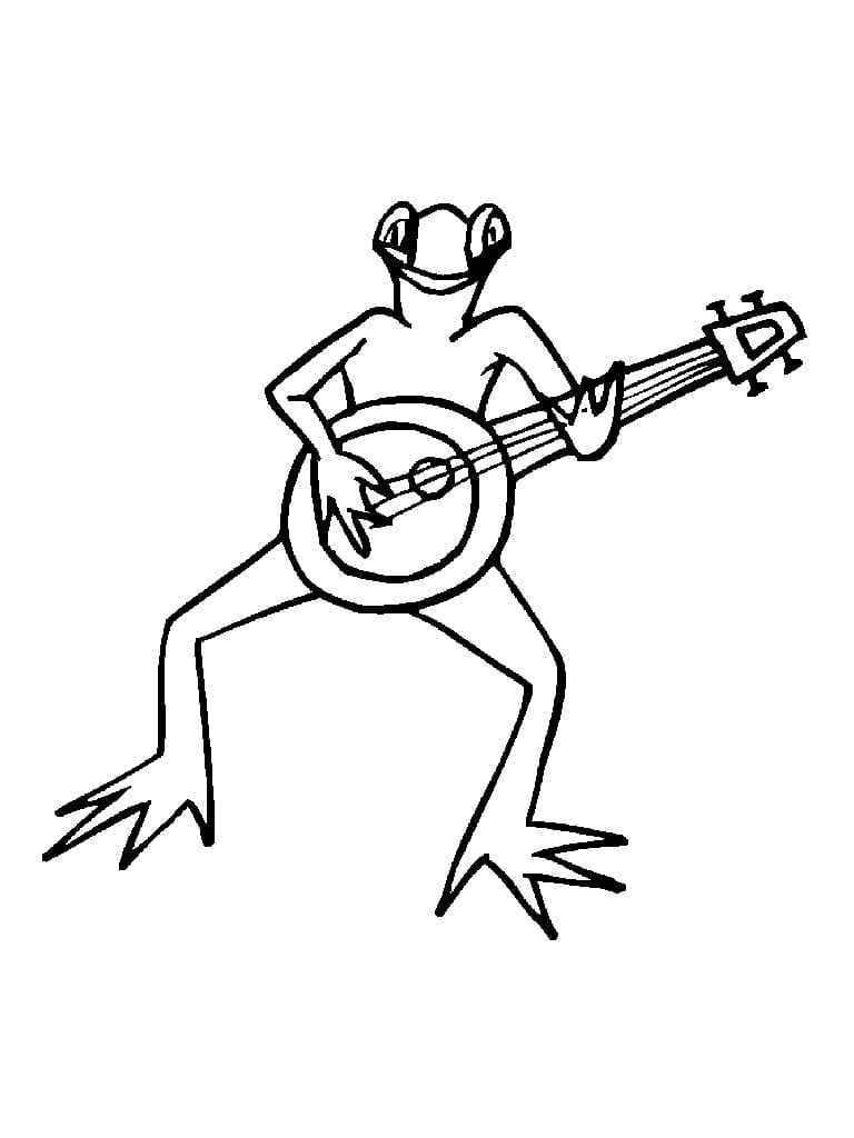 Coloriage Grenouille Joue du Banjo