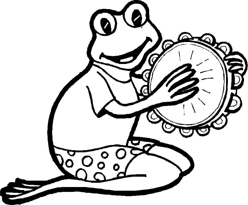 Grenouille Joue du Tambourin coloring page