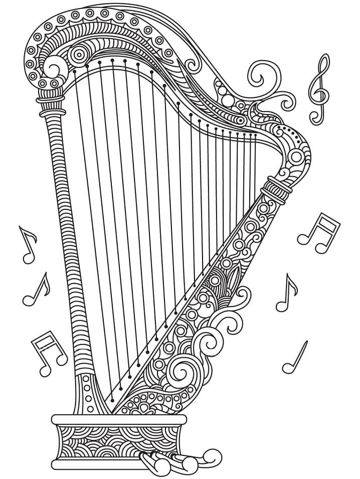 Harpe Pour Adultes coloring page