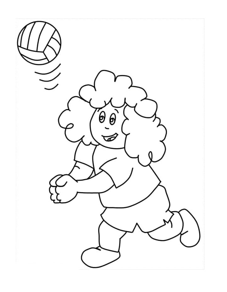 Coloriage Jolie Fille Joue au Volley-ball