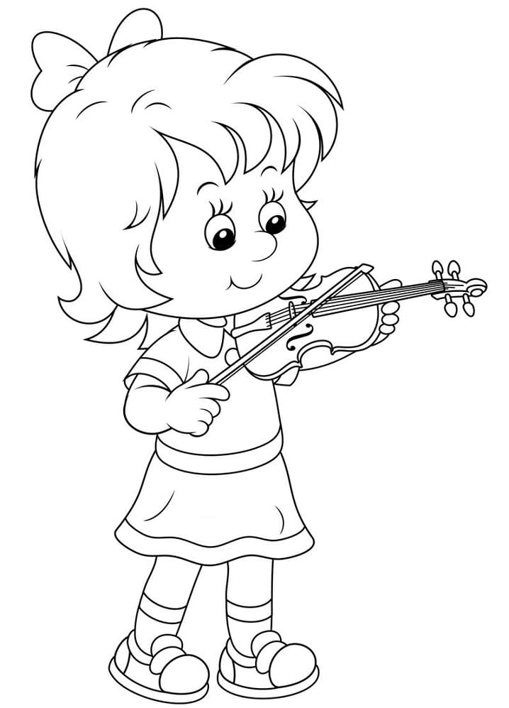 Jolie Fille Joue du Violon coloring page