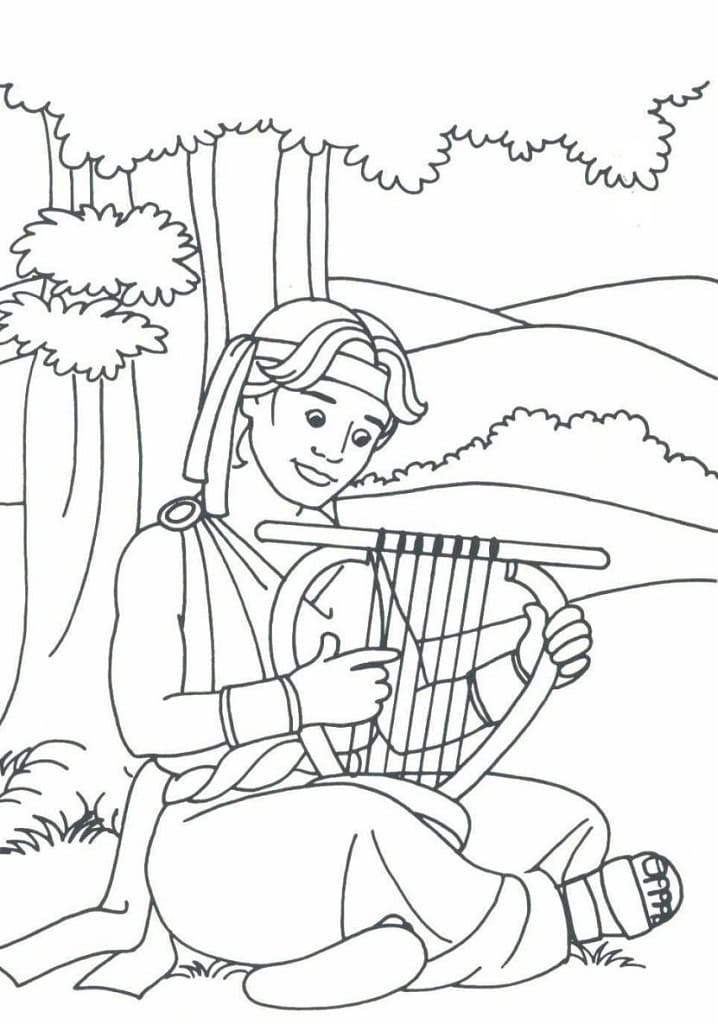 Jouer de la Harpe coloring page